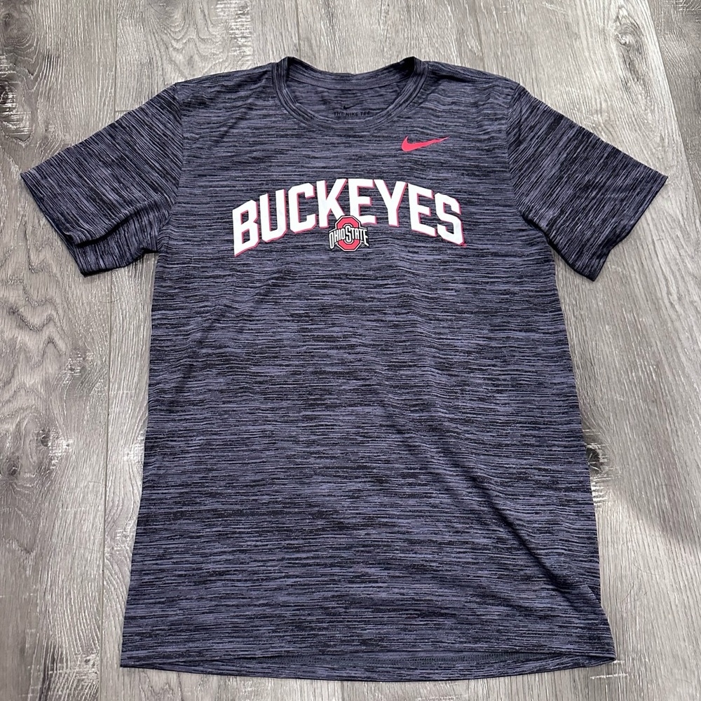Ohio State Buckeyes Small Nike Dri-fit Black Gray Heather Sporty T-Shirt
